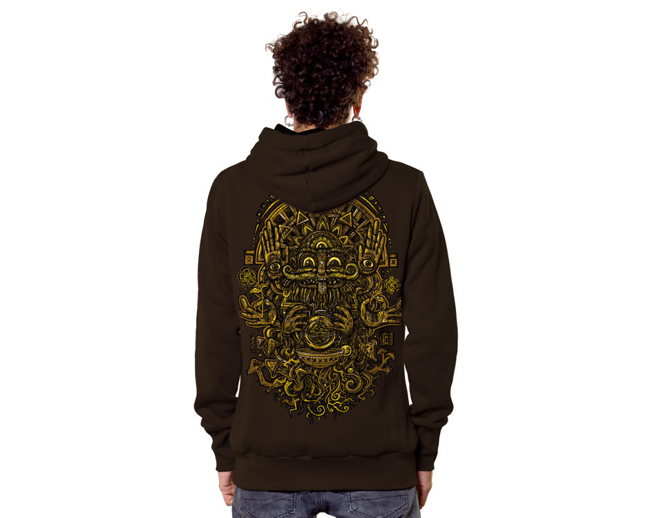 men dark brown psychedelic hoodie